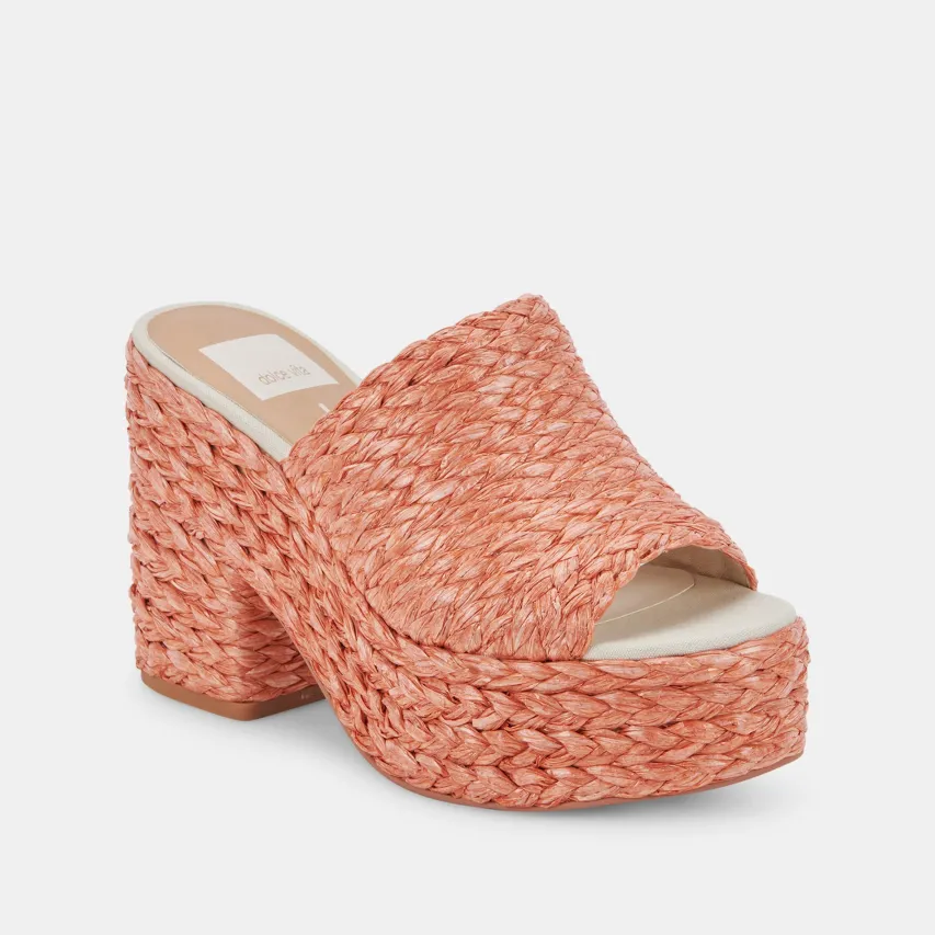 ELORA HEELS ORANGE RAFFIA^Dolce Vita Outlet