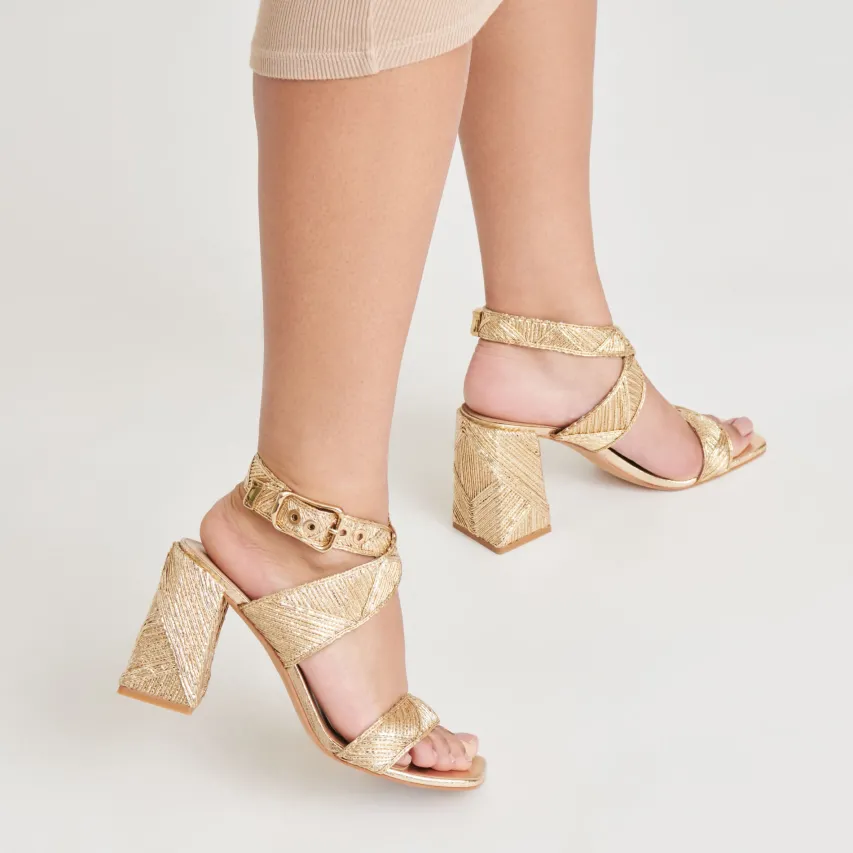 FINNY DECO HEELS GOLD WOVEN STELLA^Dolce Vita Clearance