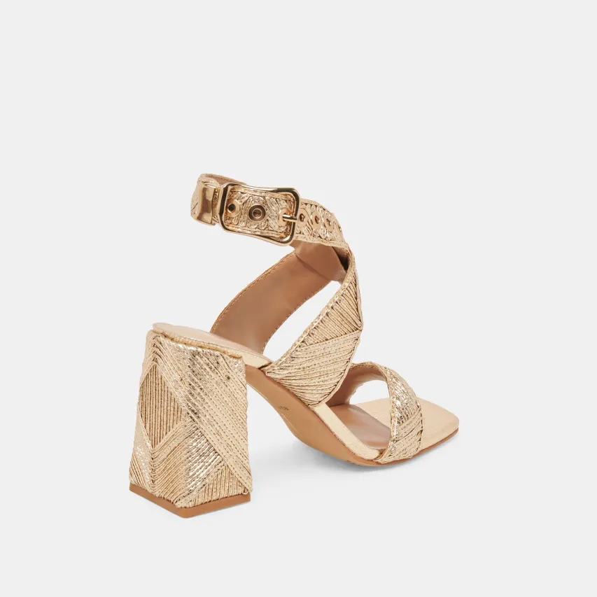FINNY DECO HEELS GOLD WOVEN STELLA^Dolce Vita Clearance