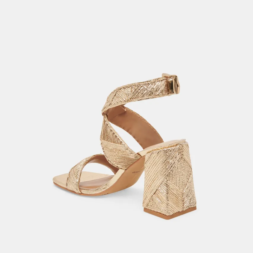 FINNY DECO HEELS GOLD WOVEN STELLA^Dolce Vita Clearance