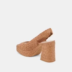FLORES HEELS COGNAC RAFFIA^Dolce Vita New