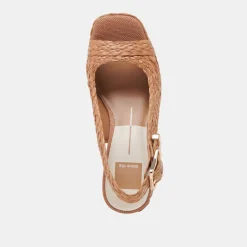 FLORES HEELS COGNAC RAFFIA^Dolce Vita New