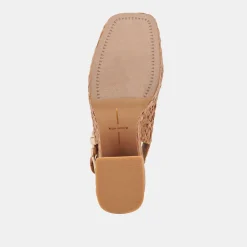FLORES HEELS COGNAC RAFFIA^Dolce Vita New