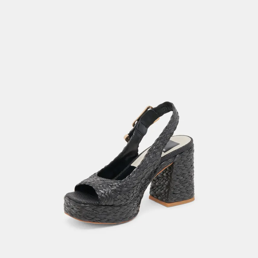 FLORES HEELS ONYX RAFFIA^Dolce Vita Fashion