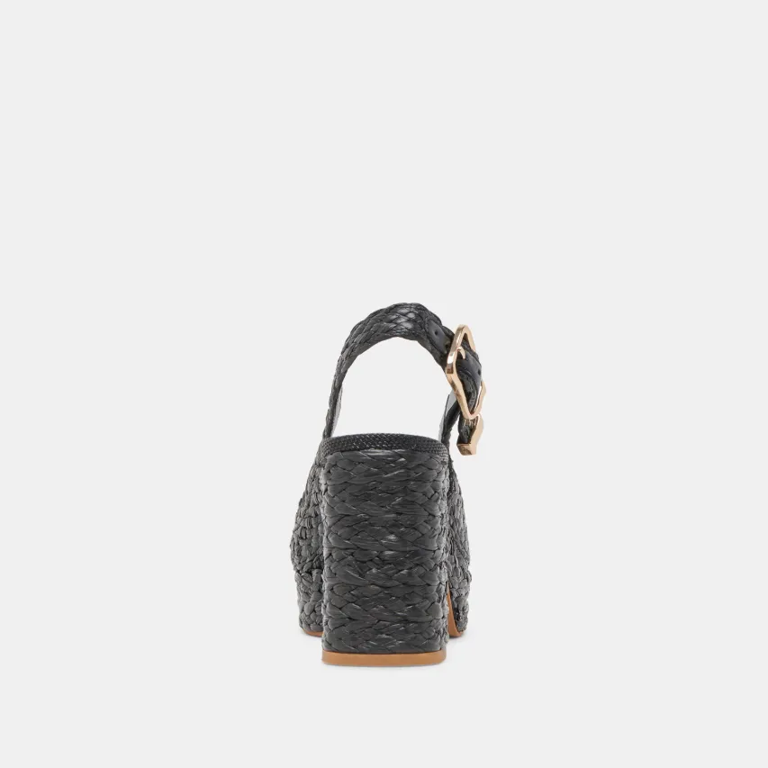 FLORES HEELS ONYX RAFFIA^Dolce Vita Fashion
