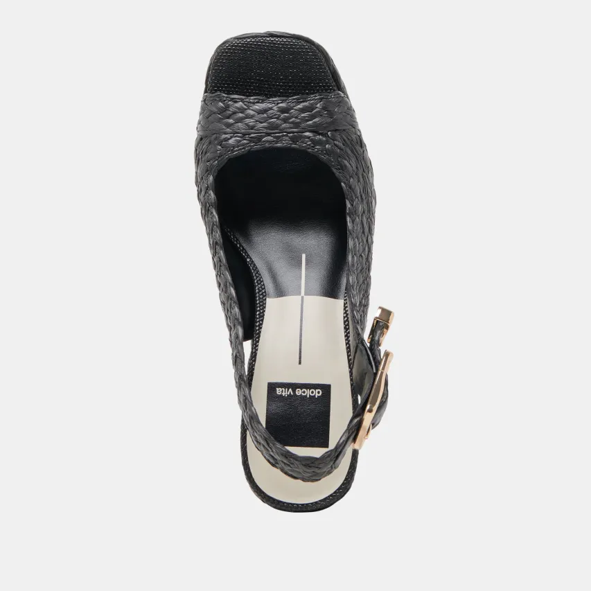 FLORES HEELS ONYX RAFFIA^Dolce Vita Fashion