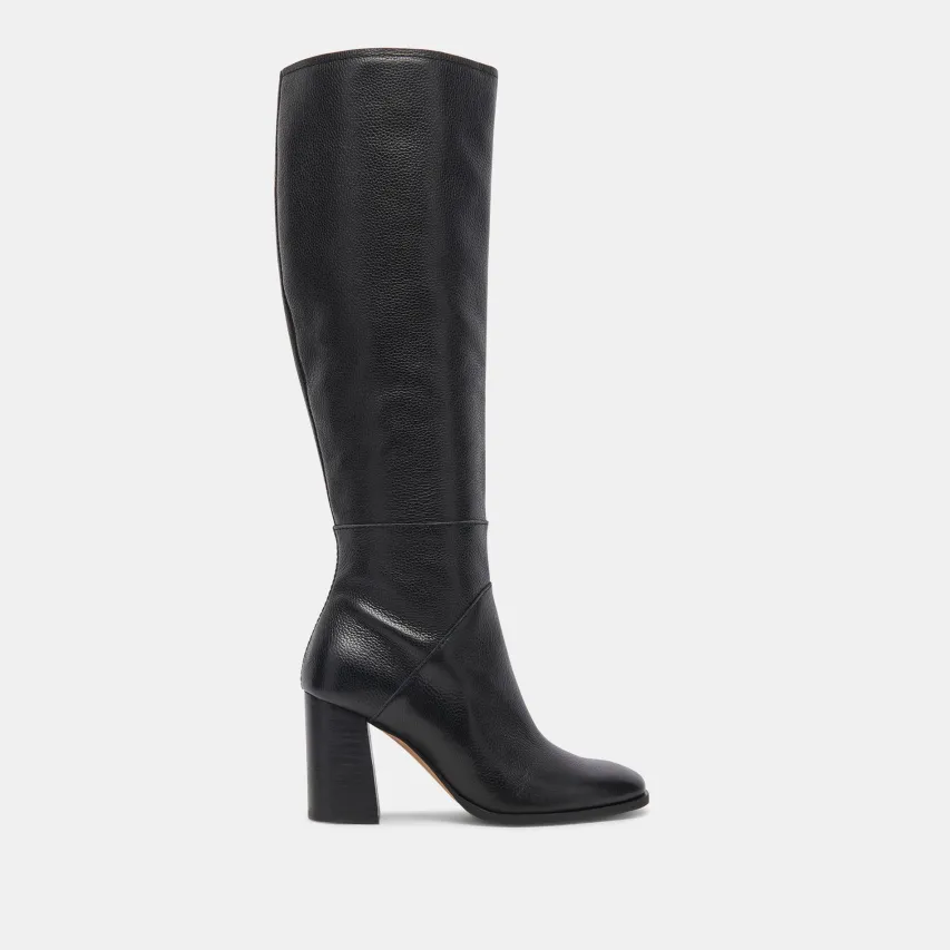 FYNN WIDE CALF BOOTS ONYX LEATHER^Dolce Vita Fashion