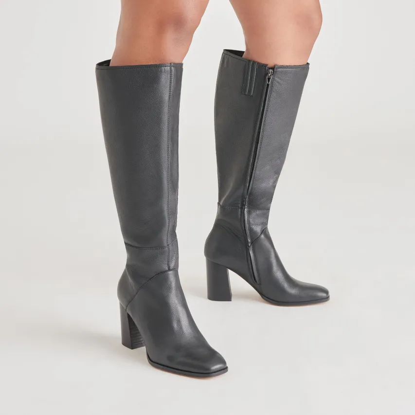 FYNN WIDE CALF BOOTS ONYX LEATHER^Dolce Vita Fashion