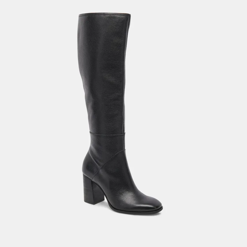 FYNN WIDE CALF BOOTS ONYX LEATHER^Dolce Vita Fashion