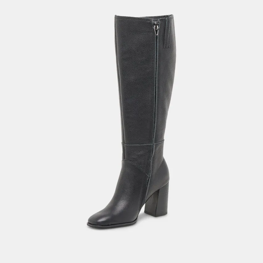 FYNN WIDE CALF BOOTS ONYX LEATHER^Dolce Vita Fashion