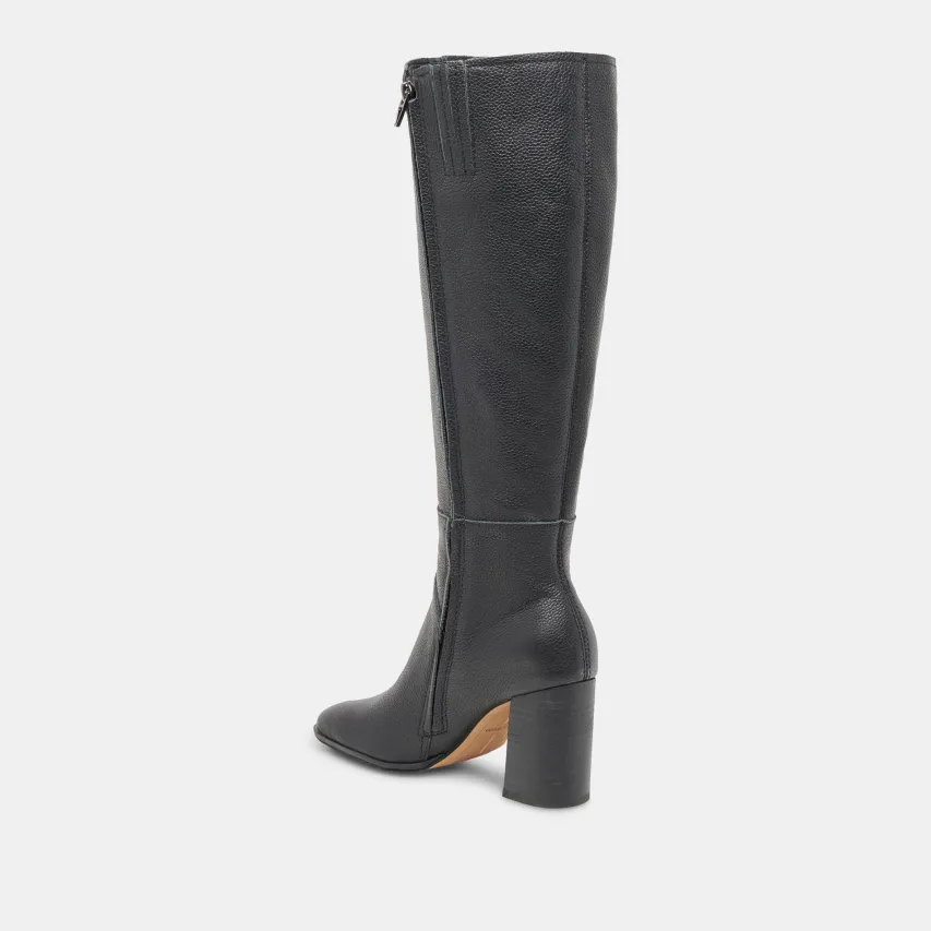 FYNN WIDE CALF BOOTS ONYX LEATHER^Dolce Vita Fashion