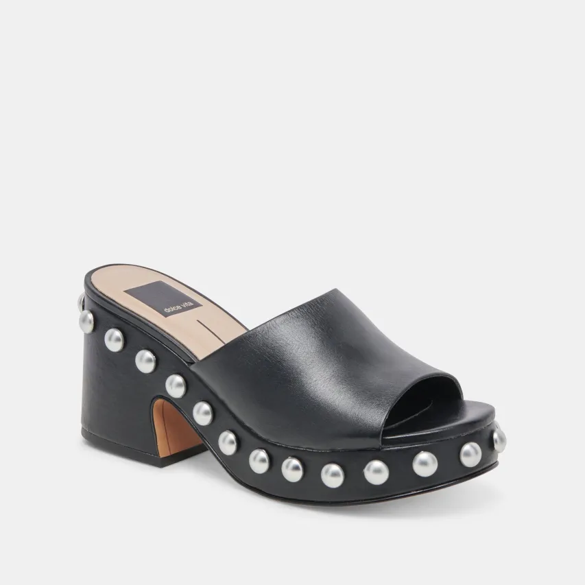GLORI HEELS BLACK LEATHER^Dolce Vita Best