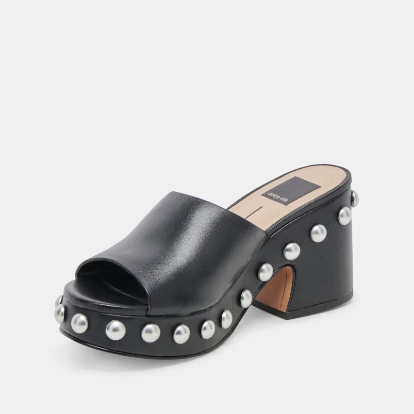 GLORI HEELS BLACK LEATHER^Dolce Vita Best