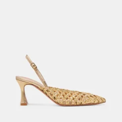 GLORIA HEELS GOLD WOVEN^Dolce Vita Online