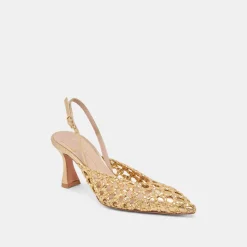 GLORIA HEELS GOLD WOVEN^Dolce Vita Online