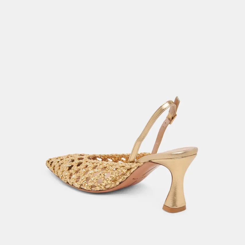 GLORIA HEELS GOLD WOVEN^Dolce Vita Online