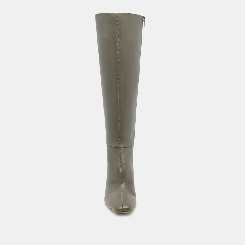 GYRA WIDE CALF BOOTS DARK OLIVE LEATHER^Dolce Vita Sale