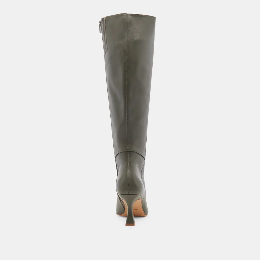 GYRA WIDE CALF BOOTS DARK OLIVE LEATHER^Dolce Vita Sale