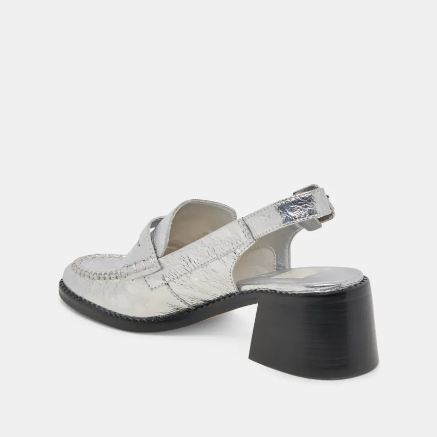 HARDI HEELS SILVER DISTRESSED LEATHER^Dolce Vita Fashion