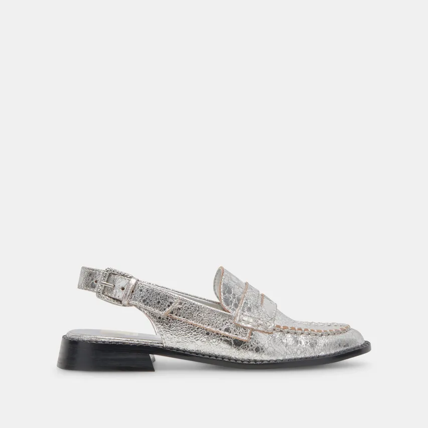HARDI LOAFERS SILVER CRACKLED LEATHER^Dolce Vita Clearance