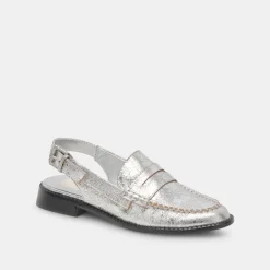 HARDI LOAFERS SILVER CRACKLED LEATHER^Dolce Vita Clearance