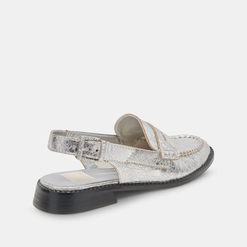 HARDI LOAFERS SILVER CRACKLED LEATHER^Dolce Vita Clearance