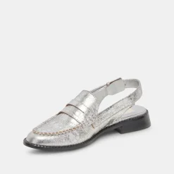 HARDI LOAFERS SILVER CRACKLED LEATHER^Dolce Vita Clearance