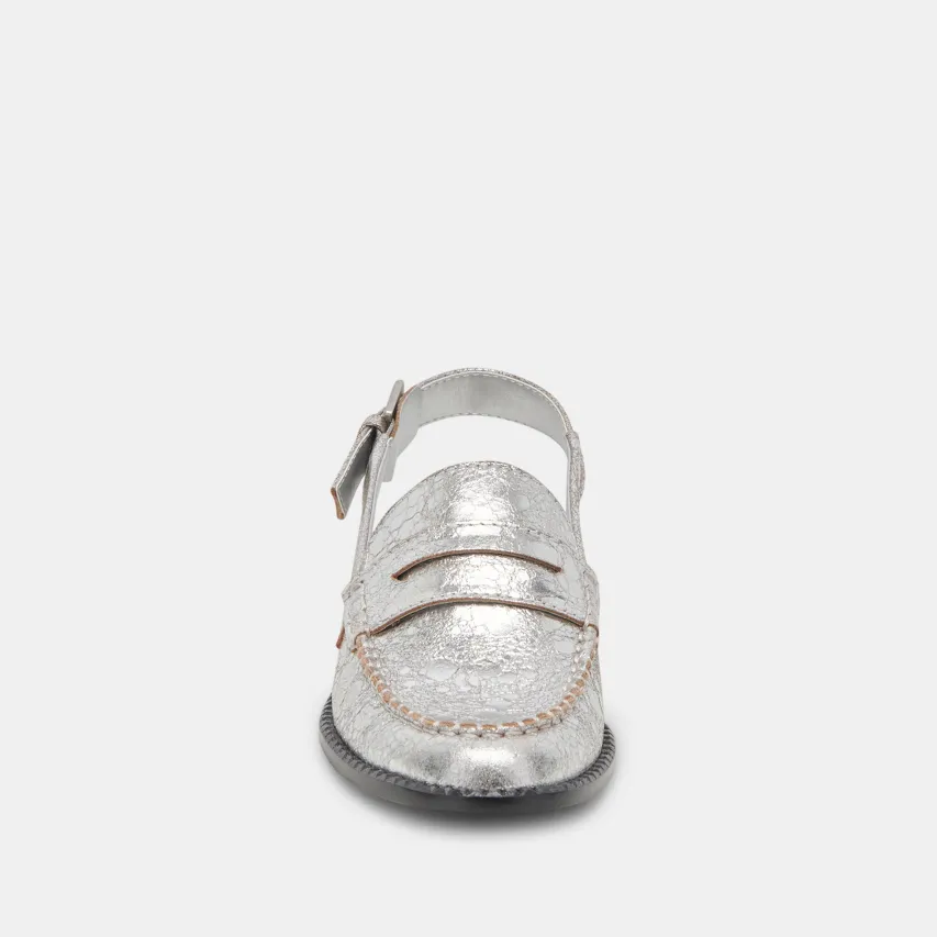 HARDI LOAFERS SILVER CRACKLED LEATHER^Dolce Vita Clearance