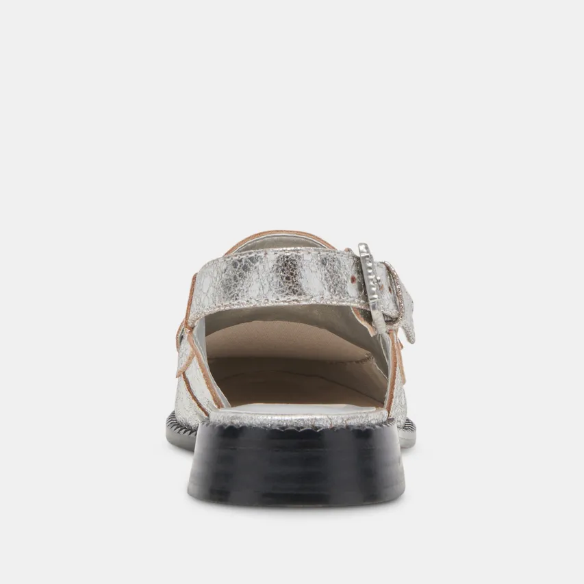 HARDI LOAFERS SILVER CRACKLED LEATHER^Dolce Vita Clearance