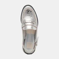 HARDI LOAFERS SILVER CRACKLED LEATHER^Dolce Vita Clearance