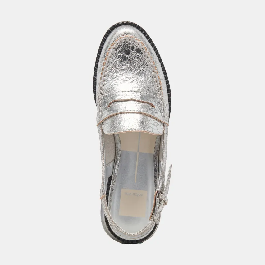 HARDI LOAFERS SILVER CRACKLED LEATHER^Dolce Vita Clearance
