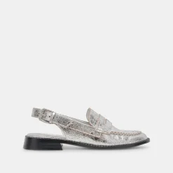 HARDI WIDE LOAFERS SILVER CRACKLED LEATHER^Dolce Vita Hot