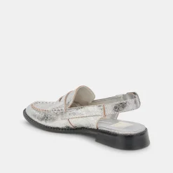 HARDI WIDE LOAFERS SILVER CRACKLED LEATHER^Dolce Vita Hot
