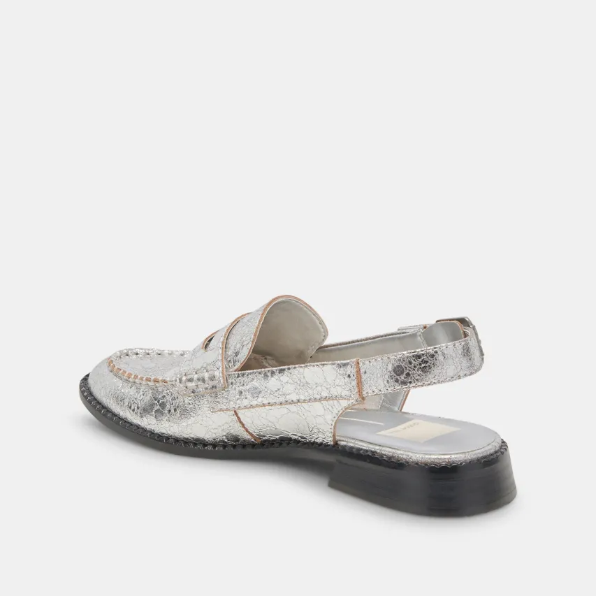 HARDI WIDE LOAFERS SILVER CRACKLED LEATHER^Dolce Vita Hot