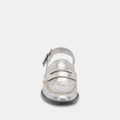 HARDI WIDE LOAFERS SILVER CRACKLED LEATHER^Dolce Vita Hot