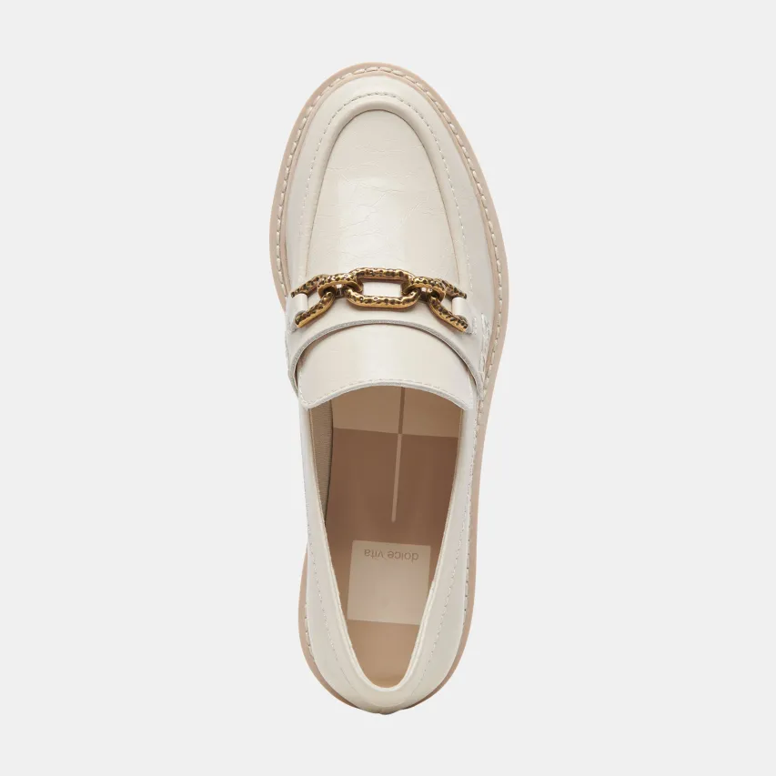 HARLEN LOAFERS IVORY CRINKLE PATENT^Dolce Vita Fashion