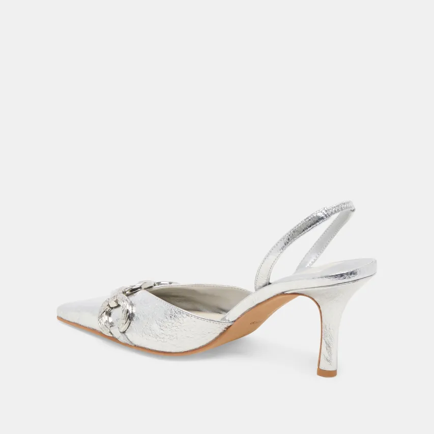 HAYLEE HEELS SILVER DISTRESSED LEATHER^Dolce Vita New