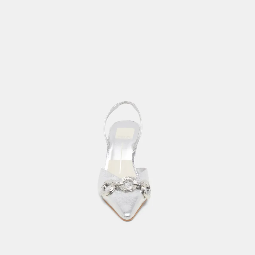 HAYLEE HEELS SILVER DISTRESSED LEATHER^Dolce Vita New