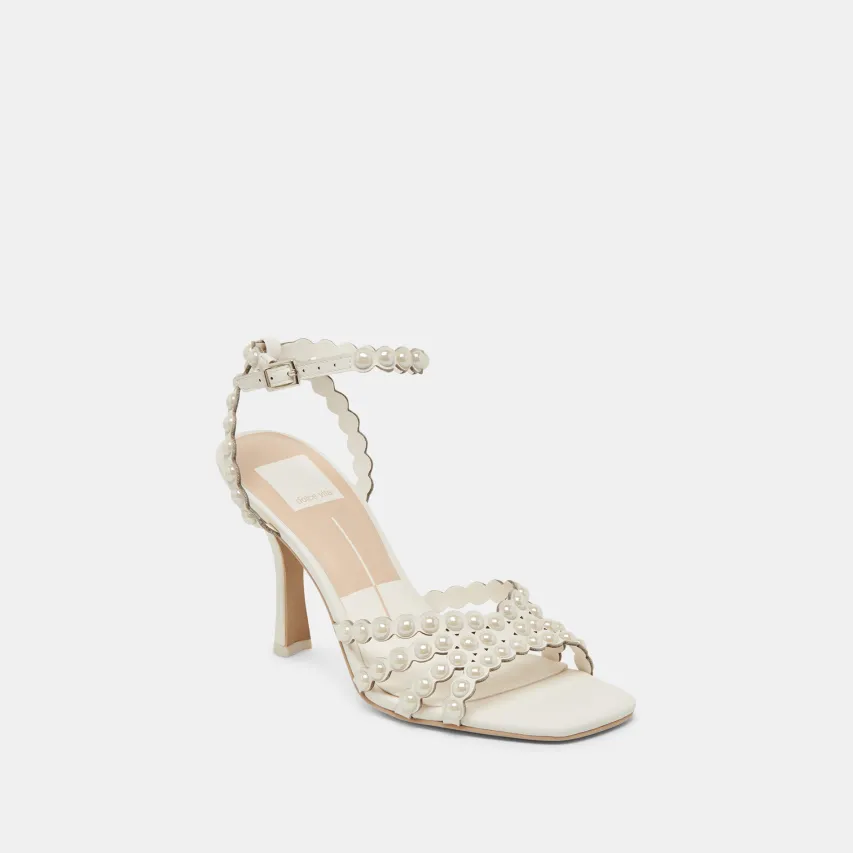 HELLEN PEARL HEELS WHITE LEATHER^Dolce Vita Sale