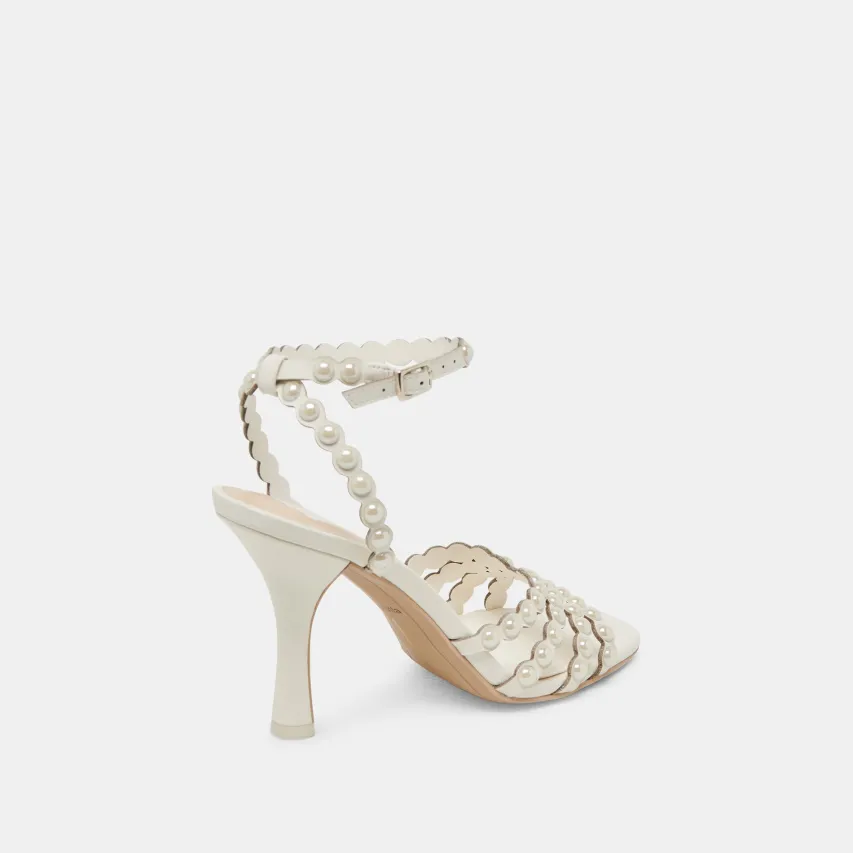 HELLEN PEARL HEELS WHITE LEATHER^Dolce Vita Sale
