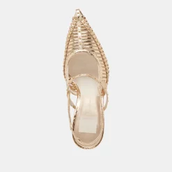 HENSAL HEELS GOLD DISTRESSED LEATHER^Dolce Vita Clearance