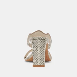 ILVA HEELS GREY WHITE EMBOSSED LEATHER^Dolce Vita New