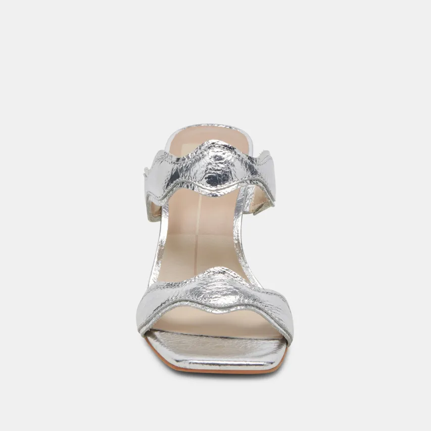ILVA HEELS SILVER DISTRESSED LEATHER^Dolce Vita Clearance
