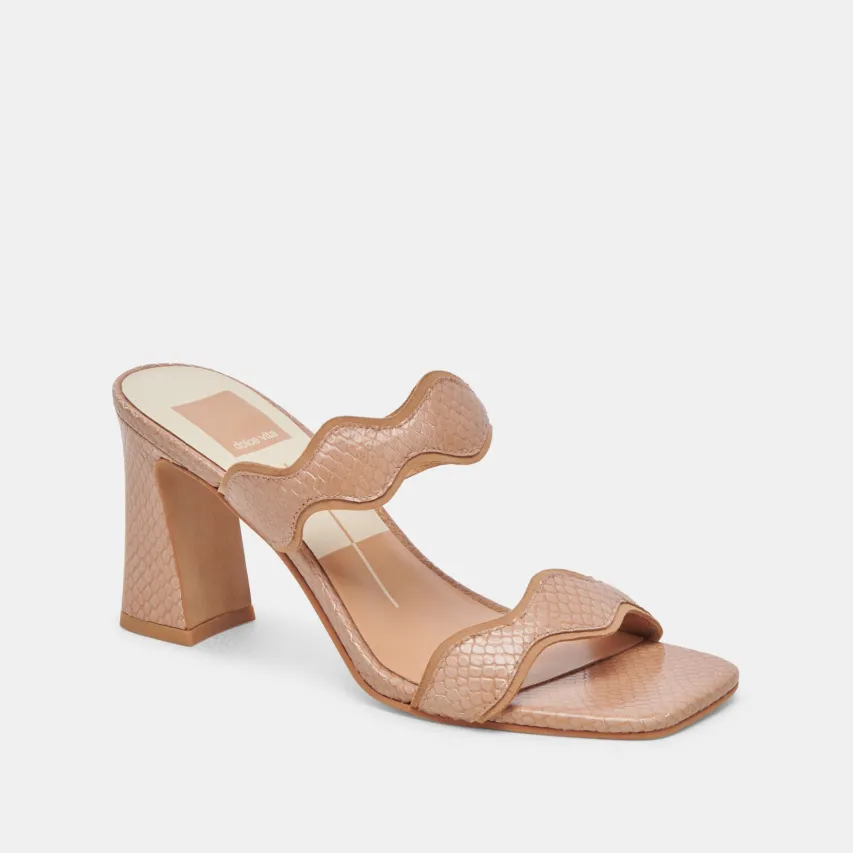 ILVA HEELS TOFFEE EMBOSSED LEATHER^Dolce Vita New