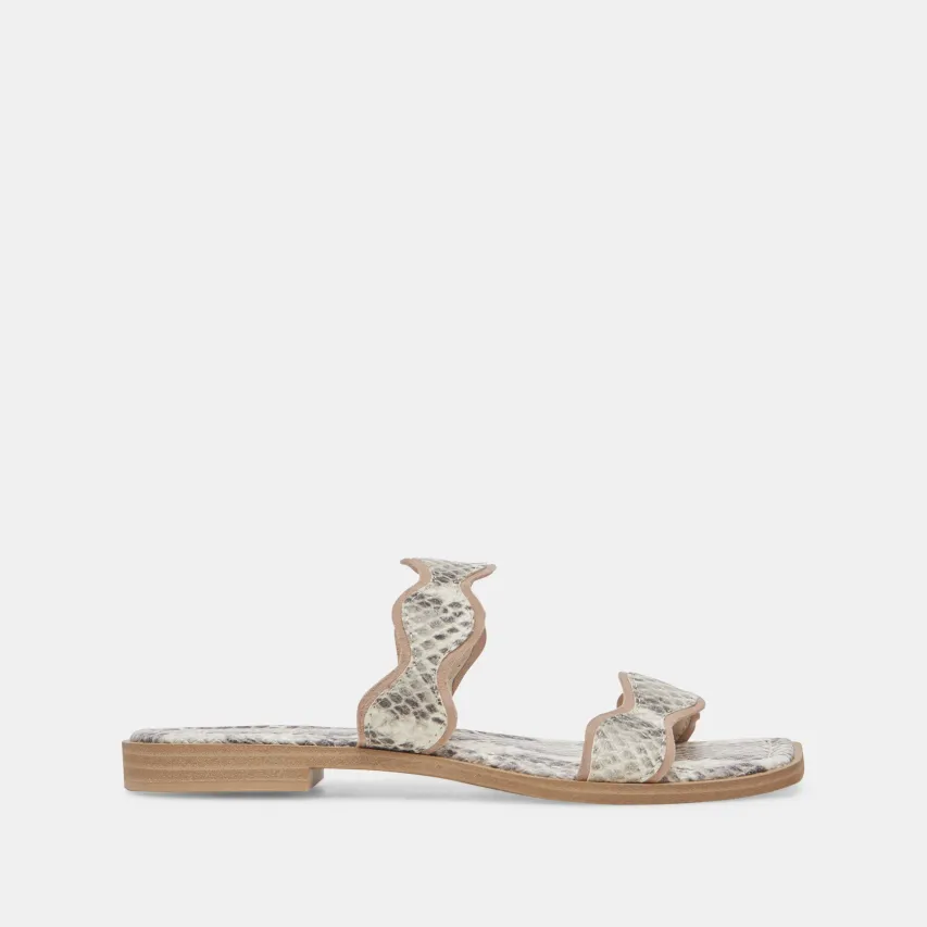 ILVA SANDALS GREY WHITE EMBOSSED LEATHER^Dolce Vita Outlet