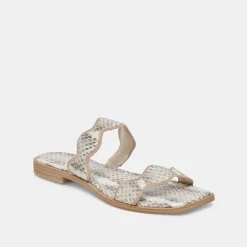 ILVA SANDALS GREY WHITE EMBOSSED LEATHER^Dolce Vita Outlet