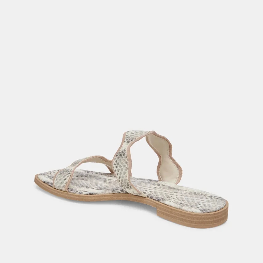 ILVA SANDALS GREY WHITE EMBOSSED LEATHER^Dolce Vita Outlet