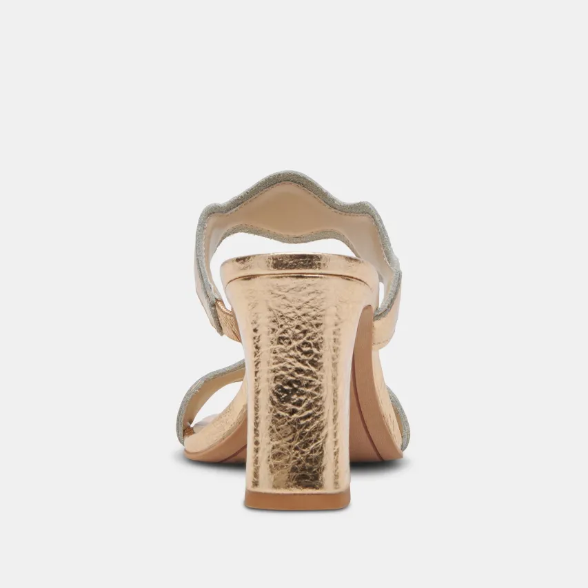 ILVA WIDE HEELS GOLD DISTRESSED LEATHER^Dolce Vita Clearance