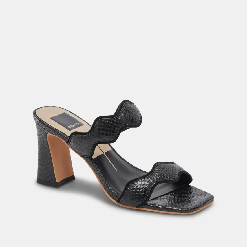 ILVA WIDE HEELS ONYX EMBOSSED LEATHER^Dolce Vita Online