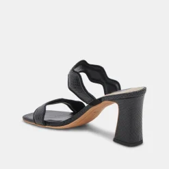 ILVA WIDE HEELS ONYX EMBOSSED LEATHER^Dolce Vita Online